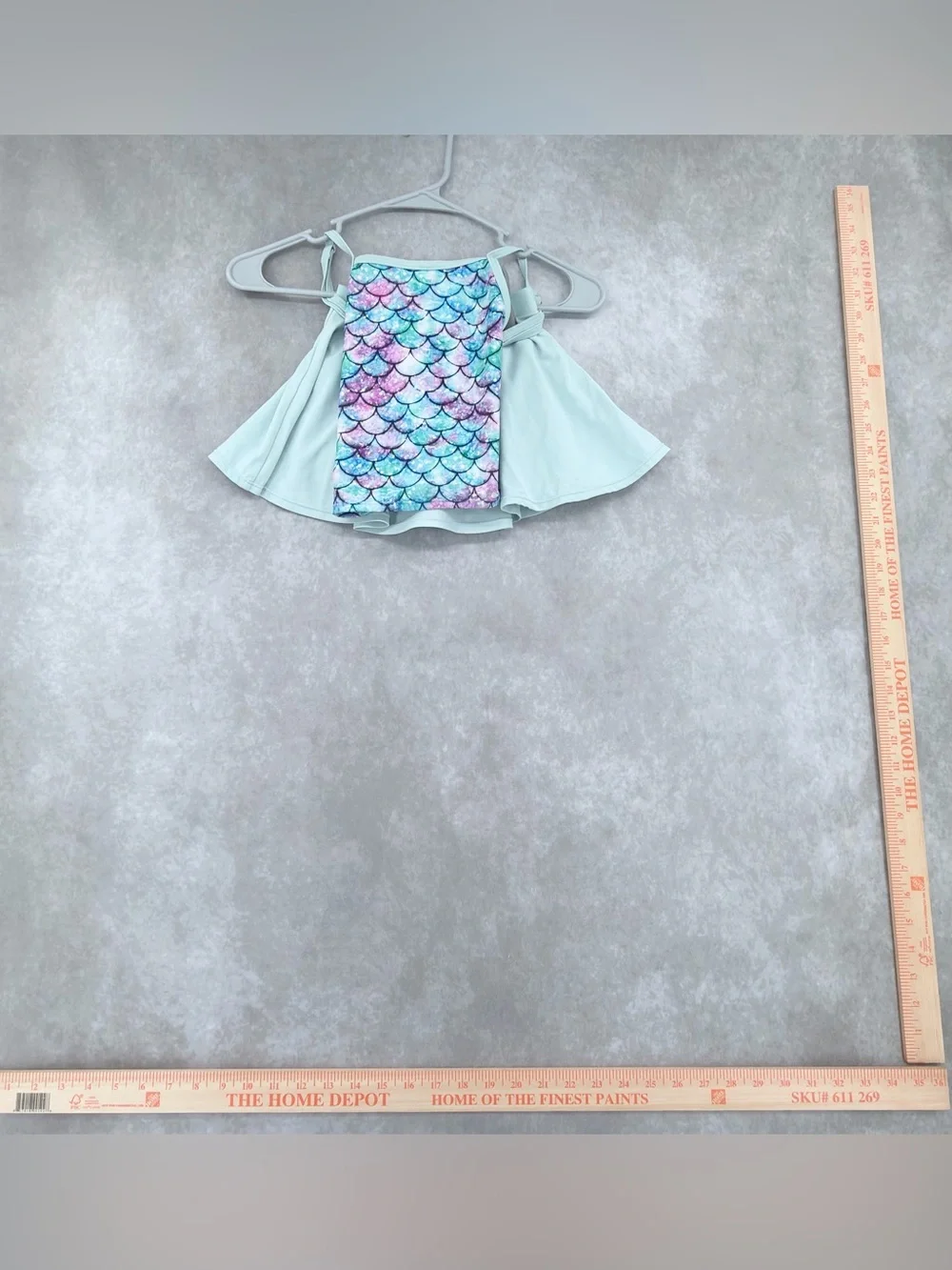 Girls Aqua Mermaid Scale Swim suit set skirt built in 6T